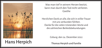 Traueranzeige von Hans Herpich von Neue Presse Coburg