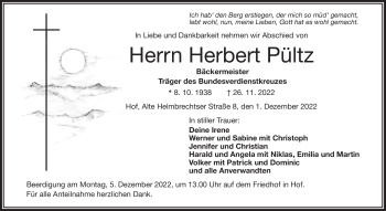 Traueranzeige von Herbert Pültz von Frankenpost