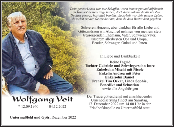 Traueranzeige von Wolfgang Veit von Südthüringer Presse