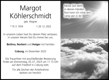 Traueranzeige von Margot Köhlerschmidt von Neue Presse Coburg
