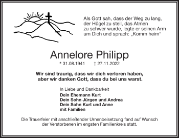 Traueranzeige von Annelore Philipp von Frankenpost
