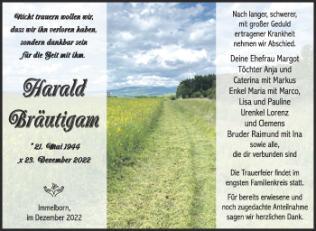 Traueranzeige von Harald Bräutigam von Südthüringer Presse