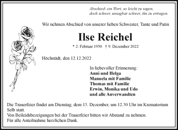Traueranzeige von Ilse Reichel von Frankenpost
