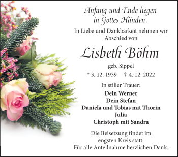Traueranzeige von Lisbeth Böhm von Frankenpost
