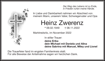 Traueranzeige von Heinz Zwerenz von Frankenpost