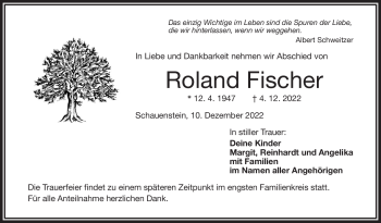 Traueranzeige von Roland Fischer von Frankenpost