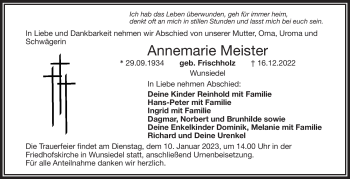 Traueranzeige von Anenmarie Meister von Frankenpost