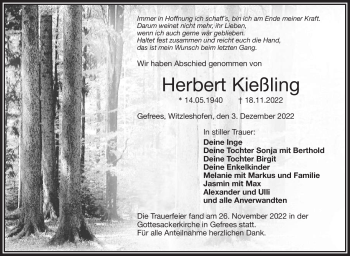 Traueranzeige von Herbert Kießling von Frankenpost