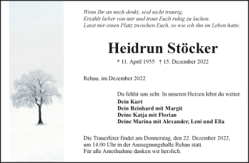 Traueranzeige von Heidrun Stöckert von Frankenpost