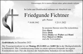 Traueranzeige von Friedgunde Fichtner von Neue Presse Coburg
