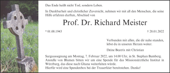 Traueranzeige von Richard Meister von Frankenpost