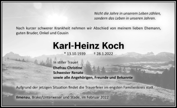 Traueranzeige von Karl-Heinz Koch von Südthüringer Presse