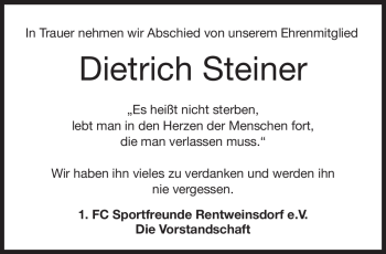 Traueranzeige von Dietrich Steiner von Neue Presse Coburg