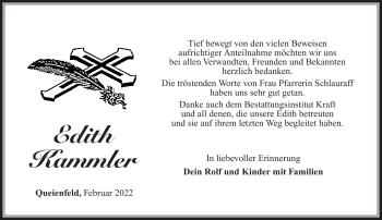 Traueranzeige von Edith Kammler von Südthüringer Presse