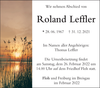 Traueranzeige von Roland Leffler von Südthüringer Presse
