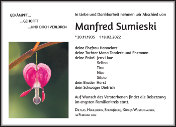 Traueranzeige von Sumieski Manfred von Südthüringer Presse