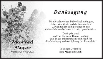 Traueranzeige von Manfred Meyer von Südthüringer Presse