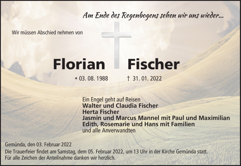  Traueranzeige für Florian Fischer vom 03.02.2022 aus Neue Presse Coburg
