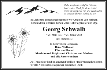 Traueranzeige von Georg Schwalb von Frankenpost