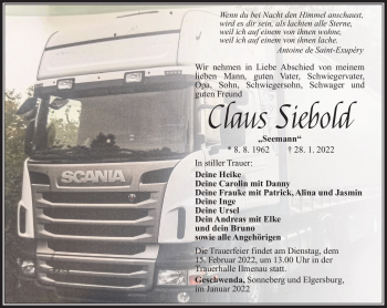 Traueranzeige von Claus Siebold von Südthüringer Presse