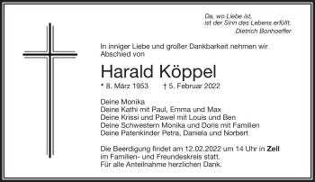 Traueranzeige von Harald Köppel von Frankenpost