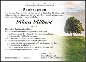 Traueranzeige von Klaus Hilbert von Südthüringer Presse