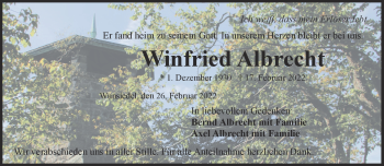 Traueranzeige von Winfried Albrecht von Frankenpost