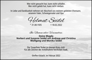 Traueranzeige von Helmut Seidel von Neue Presse Coburg