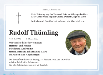 Traueranzeige von Rudolf Thümling von Frankenpost
