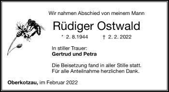 Traueranzeige von Rüdiger Ostwald von Frankenpost