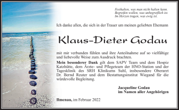 Traueranzeige von Klaus-Dieter Godau von Südthüringer Presse