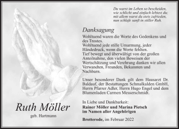 Traueranzeige von Ruth Möller von Südthüringer Presse