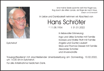 Traueranzeige von Hans Schröter von Neue Presse Coburg