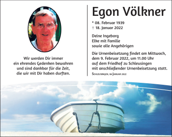 Traueranzeige von Egon Völkner von Südthüringer Presse