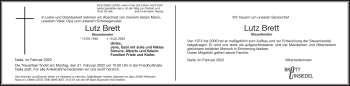 Traueranzeige von Lutz Brett von Frankenpost