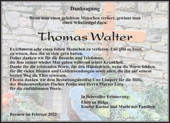 Traueranzeige von Thomas Walter von Südthüringer Presse