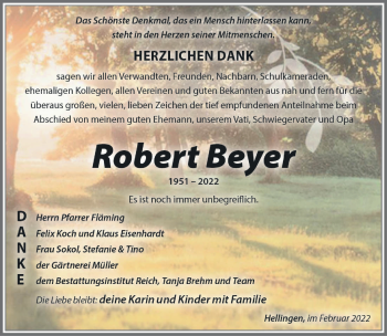 Traueranzeige von Robert Beyer von Südthüringer Presse