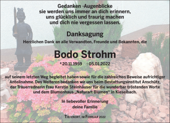 Traueranzeige von Bodo Strohm von Südthüringer Presse