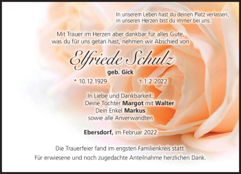 Traueranzeige von Elfriede Schulz von Neue Presse Coburg