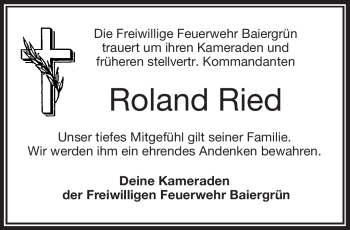 Traueranzeige von Roland Ried von Frankenpost