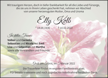 Traueranzeige von Elly Kolb von Neue Presse Coburg