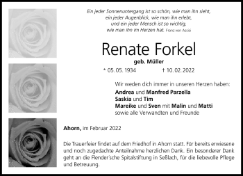 Traueranzeige von Renate Forkel von Neue Presse Coburg