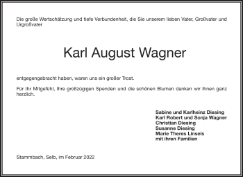 Traueranzeige von Karl August Wagner von Frankenpost