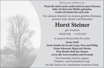 Traueranzeige von Horst Steiner von Neue Presse Coburg