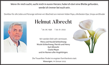 Traueranzeige von Helmut Albrecht von Südthüringer Presse
