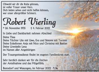 Traueranzeige von Robert Vierling von Südthüringer Presse