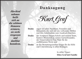 Traueranzeige von Kurt Graf von Südthüringer Presse