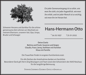 Traueranzeige von Hans-Hermann Otto von Südthüringer Presse