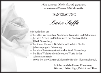 Traueranzeige von Luise Suffa von Südthüringer Presse