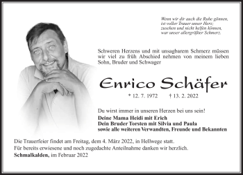 Traueranzeige von Enrico Schäfer von Südthüringer Presse
